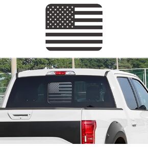 Rear Middle Window American Flag Decal, Matte USA Flag Decal, Back Center Sliding Window USA Flag Vinyl Sticker Exterior Accessories Fits for Ford F150 F250 F350 (Matte Black)