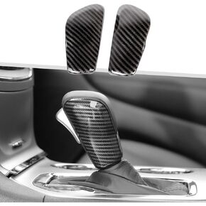 Compatible with Jeep Grand Cherokee 2017-2020, Center Console Gear Shifter Knob Cover Trim (Carbon Fiber)
