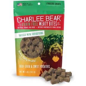 Charlee Bear Meaty Bites Dog Treats, Beef Liver & Sweet Potatoes, 2.5oz (Pack of 2)