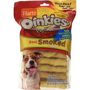 Hartz Oinkies Pig Skin Twists Chews For Dogs