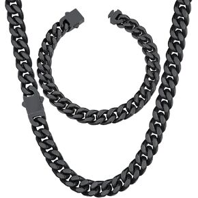 ChainsHouse 9mm 24" Cuban Chain Necklace Men Bracelet 19cm in Kuwait