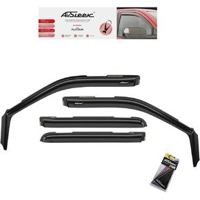 Durable Side Window Vent Visor Deflectors Compatible with Ford F-150 2015-2022 SuperCrew, in-Сhannel Rain Guards, Dark Smoke, 4 pcs. - FDF15015CIN