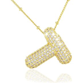 قلادة Vessantara Bubble Letter - قلادات قلادة مطلية بالذهب للرجال والنساء والفتيات كبيرة من A-Z بالون سحر أولي أنيق عصري مكتنزة اسم قلادة شخصية غير مشوهة in Kuwait