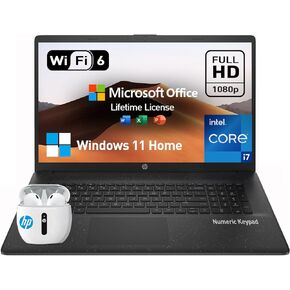 HP Newest 17 Laptop Computer, 17.3 Inch FHD Business Laptop PC, 10 Core i7, 64GB RAM, 2TB SSD, Windows 11 Pro, Lifetime Microsoft Office, Fullsize Numeric Keyboard, HDMI, WiFi 6, Webcam, Black