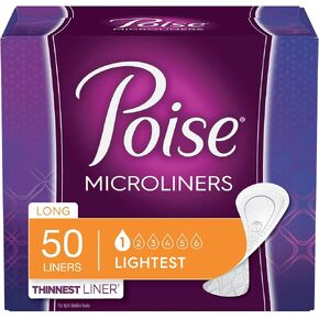 بطانات داخلية من Poise Microliners لسلس البول، أخف بطانات داخلية ذات قدرة على الامتصاص، طويلة، 50 قطعة in Kuwait