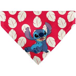 Disney Pet Bandana Lilo and Stitch Dress Leaves with Stitch Sitting Pose Red Slip On Collar Bandana Only
