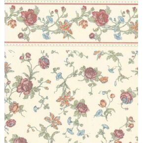 Melody Jane Dollhouse Raffina Cream Rose Miniature Print Wallpaper 3 Sheets