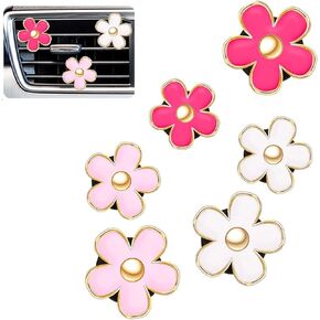 6 Pcs Daisy Flower Air Vent Clip for Woman Air Freshener Outlet Car Clips Air Condition Clip for Car Decorations (Black 1.18inch,1.30inch)