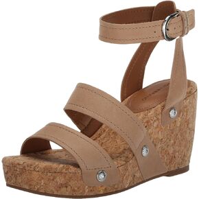 Lucky Brand Women's VALINTINA Wedge Sandal, Putty, 8.5