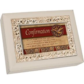 Cottage Garden Confirmation Ornate Champagne Silver Jewelry Music Box Plays Amazing Grace