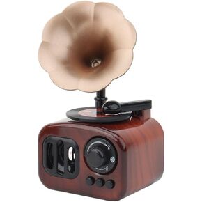 Retro Gramophone Music Box, Vintage Music Box, Miniature Phonograph Shape Music Box Figurines Home Desktop Decoration Phonograph Props(Vintage Brown)