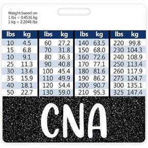 Plifal CNA Badge Buddy Card Holder Nursing Accessories Black Certified Nurse Aid Horizontal ID Name Identification Tags Nurse Work W Height & Weight Conversion Charts