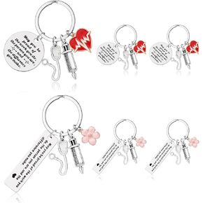 Sureio 6 Pcs Nurse Gifts for Women Keychains Christmas Nurse Gifts Thank You Keychain Nurses Week Gifts Nursing Graduation Gift Nurse Practitioner Gifts
