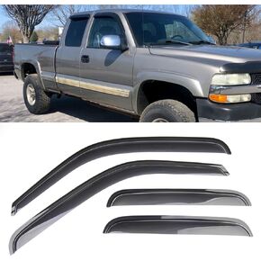 Smoke Tinted Window Sun Rain Visors Vent Guard Shade Compatible with Chevy Silverado Extended Cab 1999-2006