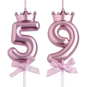 59th 95th Birthday Candles, Rose Gold 95 59 Year Old Number Birthday Candles, Happy Birthday Party Cake Topper Decoration Gifts for Women Men