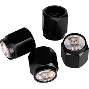 Beautiful Palm Tree Tire Valve Stem Caps, Aluminum Black Stem Tire Valve Caps Universal Stem Covers for Cars, SUVs, Trucks, Bikes, Motorcycles, Bicycles (4 Pack)