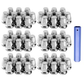 Lug Nut Covers for Semi Trucks - 60Pcs 33mm Screw-on Hexagon ABS Nut Covers with Chromium Plated Surface, Anti-Rust Waterproof Semi Truck Lug Nut Covers