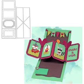Pop Up Card Frame Metal Die Cuts, Twist & Pop Frame Die Background Wedding Cutting Dies Cut Stencils for DIY Photo Decorative Embossing Paper Dies for Scrapbooking Card Making