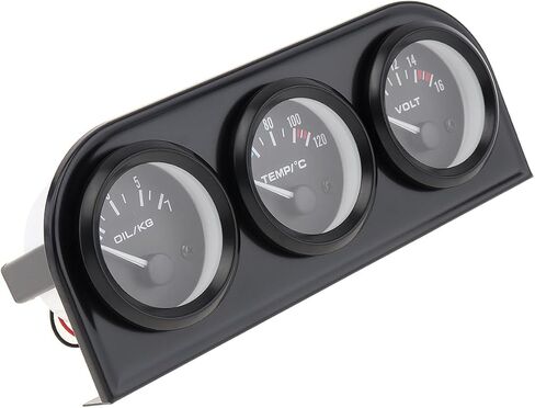 52mm 3 in 1 Car Auto Gauge Kit (Voltmeter+Water Temp Gauge+Oil Press Gauge), Triple Auto Dashboard Gauge Set with Black Console for 12V Cars in Saudi Arabia