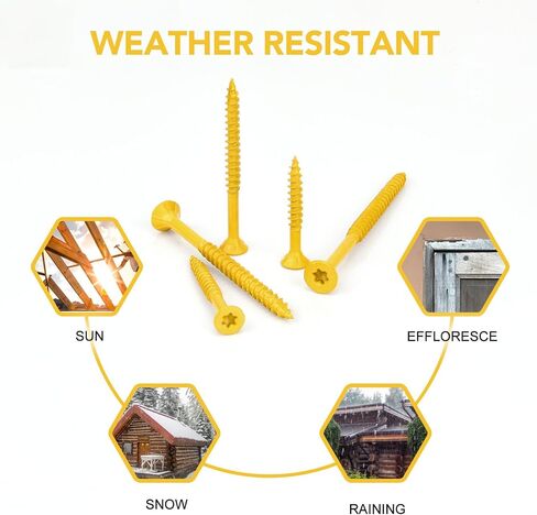 VIGRUE #8#10 براغي خشبية بطول 1-1/4" إلى 3-1/2"، 500 قطعة، مقاومة للصدأ، مطلية بالإيبوكسي، برغي خشبي خارجي، براغي للتزيين في الهواء الطلق، رأس محرك Torx/Star، T20 T25 Star Bit وشملت، تان in Kuwait