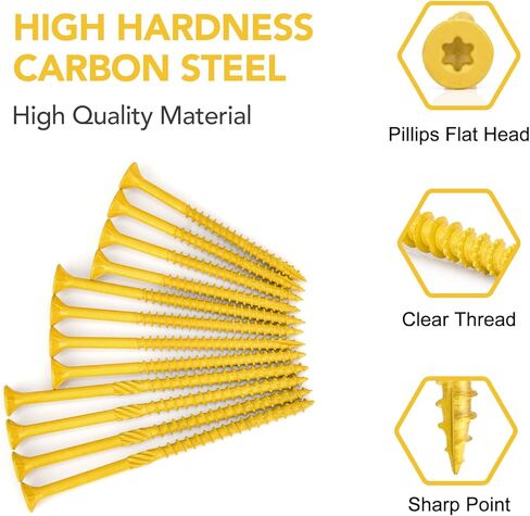 VIGRUE #8#10 براغي خشبية بطول 1-1/4" إلى 3-1/2"، 500 قطعة، مقاومة للصدأ، مطلية بالإيبوكسي، برغي خشبي خارجي، براغي للتزيين في الهواء الطلق، رأس محرك Torx/Star، T20 T25 Star Bit وشملت، تان in Kuwait