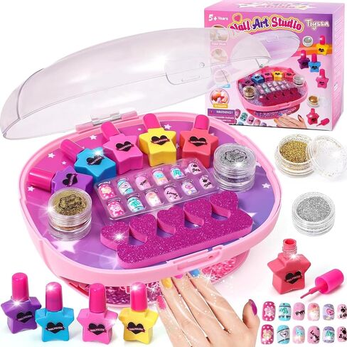 مجموعة طلاء أظافر Golray Kids للفتيات من عمر 6-12 عامًا، حقيبة تخزين أدوات تزيين الأظافر مع مجفف الأظافر وتقشير طلاء الأظافر، هدية عيد ميلاد للأطفال في صالون تجميل الأظافر للأعمار 7 8 9 10 11 12 in Kuwait