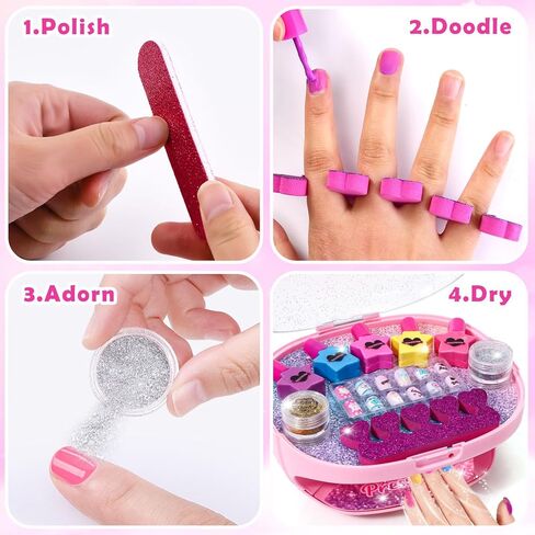 مجموعة طلاء أظافر Golray Kids للفتيات من عمر 6-12 عامًا، حقيبة تخزين أدوات تزيين الأظافر مع مجفف الأظافر وتقشير طلاء الأظافر، هدية عيد ميلاد للأطفال في صالون تجميل الأظافر للأعمار 7 8 9 10 11 12 in Kuwait