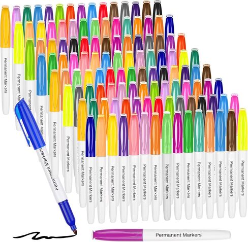 120 Pcs Colored Permanent Markers Bulk Colorful Permanent Marker Pen with Fine Point 30 Color Waterproof Fast Drying Markers for Works on Wood, Metal, Plastic, Stone, Glass Office School Supplies in Saudi Arabia