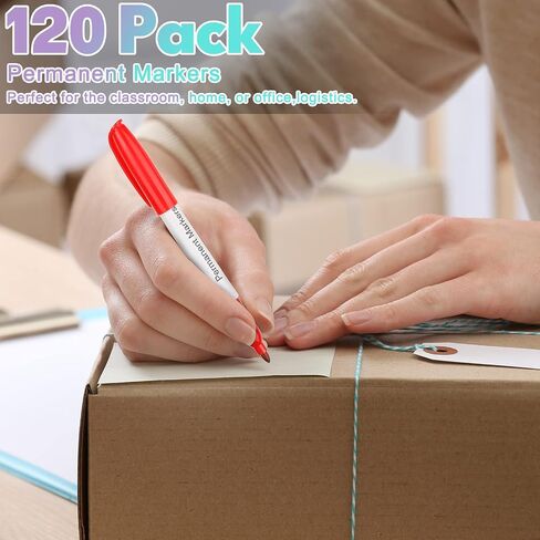120 Pcs Colored Permanent Markers Bulk Colorful Permanent Marker Pen with Fine Point 30 Color Waterproof Fast Drying Markers for Works on Wood, Metal, Plastic, Stone, Glass Office School Supplies in Saudi Arabia