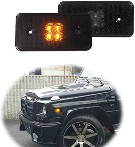 2pcs Front Smoked Lens Amber LED Side Marker Light Compatible With 2002-14 Mercedes Benz W463 G-Class G500 G550 G63 AMG Sidemarker Lamps in Saudi Arabia