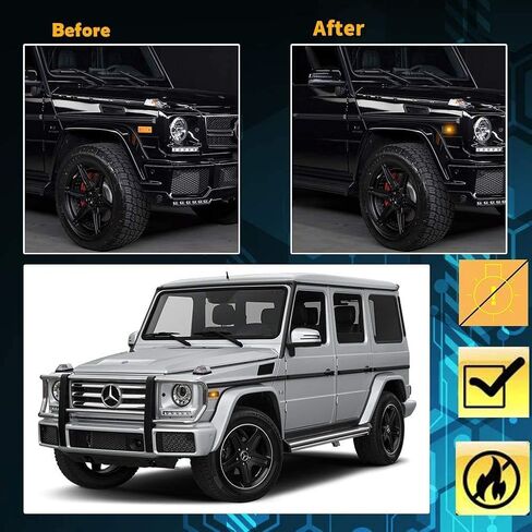 2pcs Front Smoked Lens Amber LED Side Marker Light Compatible With 2002-14 Mercedes Benz W463 G-Class G500 G550 G63 AMG Sidemarker Lamps in Saudi Arabia