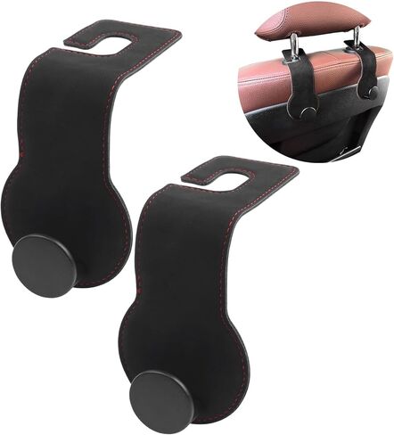 Car Purse Hook, 2 Pack Leather Car Headrest Hook Car Seat Hooks for Purses and Bags, Bag Holder for Car, Purse Hooks for Car in Saudi Arabia