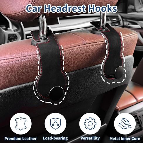 Car Purse Hook, 2 Pack Leather Car Headrest Hook Car Seat Hooks for Purses and Bags, Bag Holder for Car, Purse Hooks for Car in Saudi Arabia