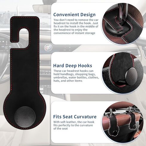 Car Purse Hook, 2 Pack Leather Car Headrest Hook Car Seat Hooks for Purses and Bags, Bag Holder for Car, Purse Hooks for Car in Saudi Arabia