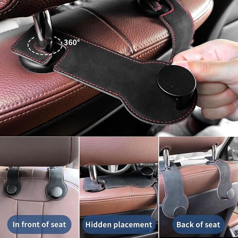Car Purse Hook, 2 Pack Leather Car Headrest Hook Car Seat Hooks for Purses and Bags, Bag Holder for Car, Purse Hooks for Car in Saudi Arabia