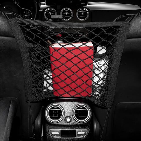 3-Layer Car Mesh Organizer Storage Bag Between Front Seats Kid Dog Pet Net Barrier Car Net Pocket Elastic Tissue Purse Holder Netting Pouch for SUV, Truck, Van 15.7" x 13.7" in Saudi Arabia