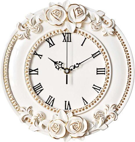European Retro Wall Clock Decor,Mute Rose Relief Battery Operated Clock for Living Room,Mural Restaurant,Wall Crafts Decor (7 Flowers) in Saudi Arabia