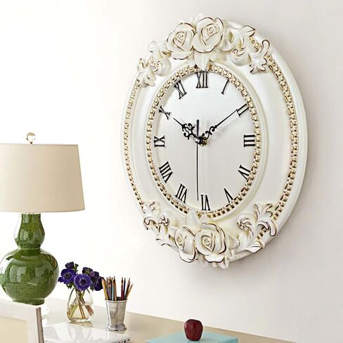 European Retro Wall Clock Decor,Mute Rose Relief Battery Operated Clock for Living Room,Mural Restaurant,Wall Crafts Decor (7 Flowers) in Saudi Arabia