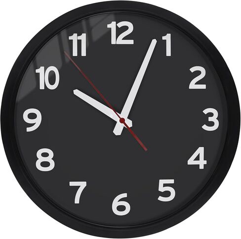 Wall Clock 12" Wall Clocks Battery Operated Silent Non Ticking Analog Wall Clock Black Background and White Numbers Perfect Easy to Read ，Battery Not Included in Saudi Arabia