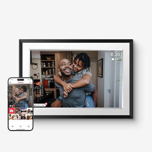 Frameo 10.1" WiFi Digital Picture Frame, 1280x800 HD IPS Touch Screen Smart Cloud Photo Frame with 32GB Memory, Auto-Rotate, Wall Mountable, Share Photos/Videos Instantly via Frameo App from Anywhere in Saudi Arabia