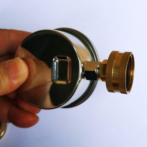 طقم قياس ضغط المياه من الفولاذ المقاوم للصدأ 304، نحاس خالٍ من الرصاص، قرص 2-1/2 بوصة، 0-150 رطل لكل بوصة مربعة (0-1.0 ميجا باسكال) مقياس مزدوج، مملوء بالجليسرين، خيط خرطوم حديقة 3/4 بوصة. in Kuwait