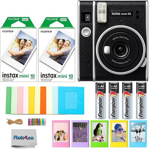 Fujifilm Instax Mini 40 Instant Camera + Twin Pack Film + Batteries + Frames in Saudi Arabia
