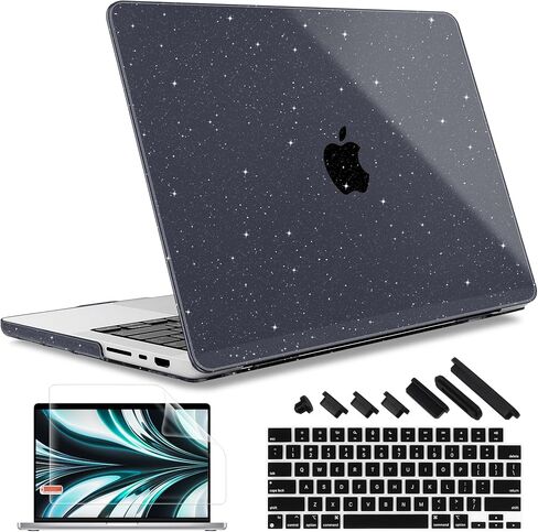 May Chen متوافق مع حافظة MacBook Pro 14 بوصة 2023 2022 2021 إصدار M3 A2918 A2992 M2 A2779 M1 A2442 Pro/Max، حافظة بلاستيكية صلبة مع غطاء لوحة مفاتيح، ساكورا بينك جليتر سباركل in Saudi Arabia