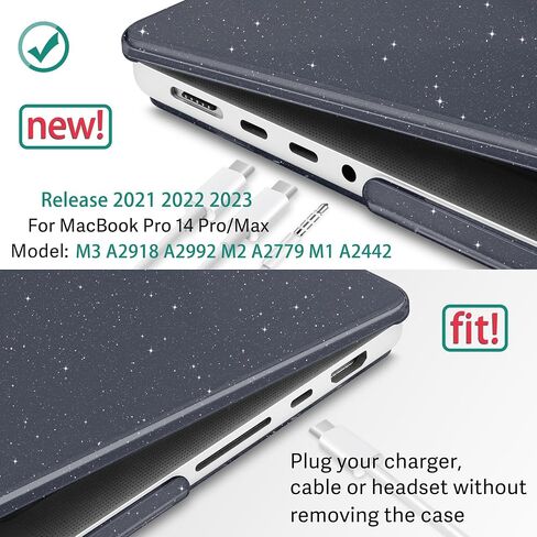 May Chen متوافق مع حافظة MacBook Pro 14 بوصة 2023 2022 2021 إصدار M3 A2918 A2992 M2 A2779 M1 A2442 Pro/Max، حافظة بلاستيكية صلبة مع غطاء لوحة مفاتيح، ساكورا بينك جليتر سباركل in Saudi Arabia