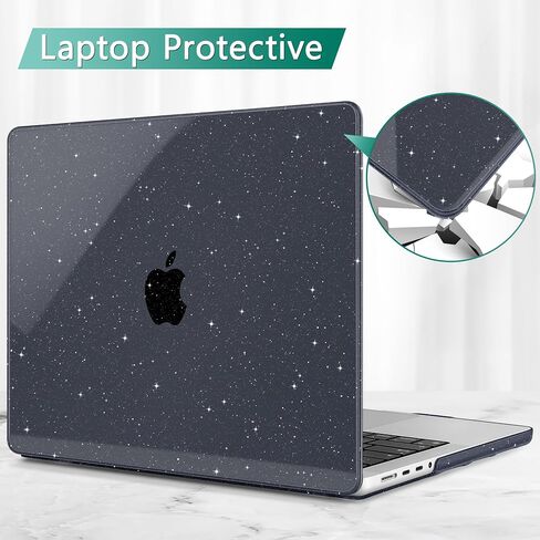 May Chen متوافق مع حافظة MacBook Pro 14 بوصة 2023 2022 2021 إصدار M3 A2918 A2992 M2 A2779 M1 A2442 Pro/Max، حافظة بلاستيكية صلبة مع غطاء لوحة مفاتيح، ساكورا بينك جليتر سباركل in Saudi Arabia