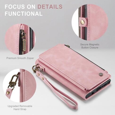 Defencase Compatible with Galaxy Note 9 Case Wallet with RFID Blocking Card Holder for Women Men, PU Leather Magnetic Snap Flip Zipper Strap Phone Case Fit for Samsung Galaxy Note 9, Black in Kuwait