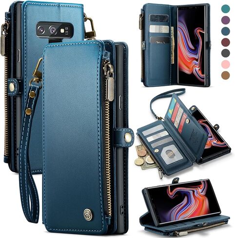 Defencase Compatible with Galaxy Note 9 Case Wallet with RFID Blocking Card Holder for Women Men, PU Leather Magnetic Snap Flip Zipper Strap Phone Case Fit for Samsung Galaxy Note 9, Black in Saudi Arabia