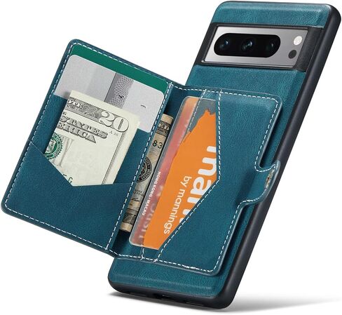 Hongxinyu, Cellular Phone Case for Google Pixel 8 Pro 2023, Teal, Magnetic Wallet Card Cash Slot, Wireless Charging Functional Kickstand in Kuwait