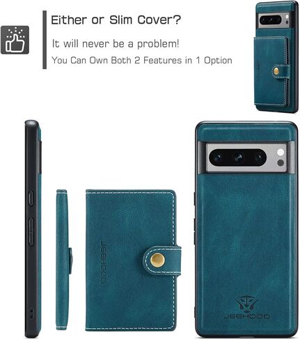 Hongxinyu, Cellular Phone Case for Google Pixel 8 Pro 2023, Teal, Magnetic Wallet Card Cash Slot, Wireless Charging Functional Kickstand in Kuwait