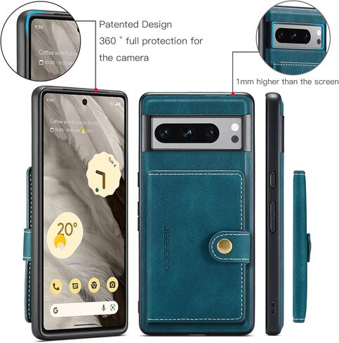 Hongxinyu, Cellular Phone Case for Google Pixel 8 Pro 2023, Teal, Magnetic Wallet Card Cash Slot, Wireless Charging Functional Kickstand in Kuwait